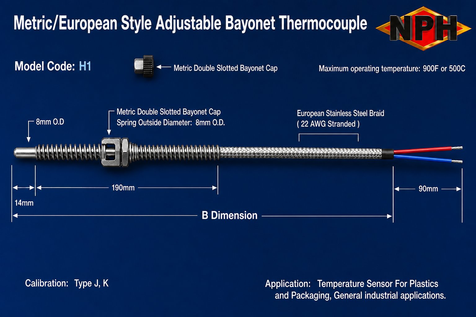 NPH European Adjustable Bayonet S.Steel Tip-H1